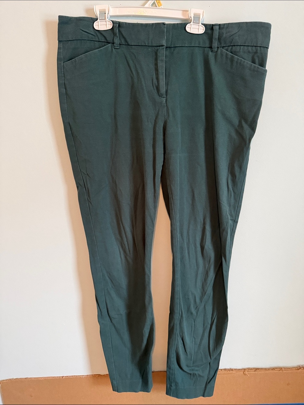 New York & Company Stretch Forest Green Slim Business Casual Pants